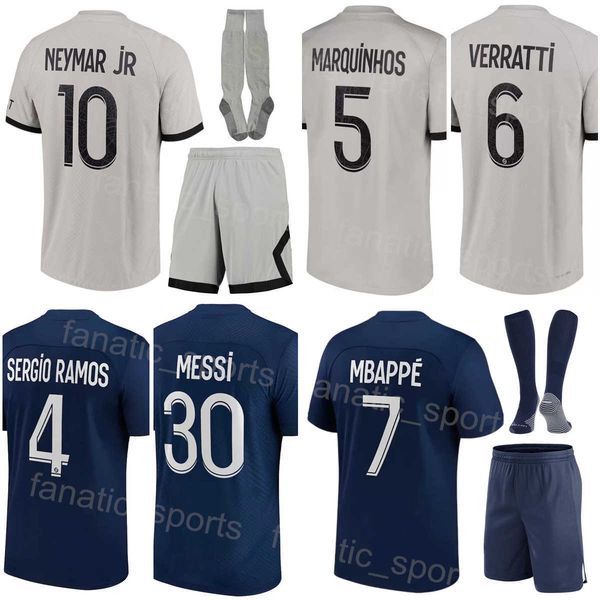 

2022-23 men youth club fc 5 marquinhos soccer jersey set 10 neymar jr 25 mendes 7 mbappe 30 m e s s i 19 sarabia 23 draxler 2 hakimi footbal, Black