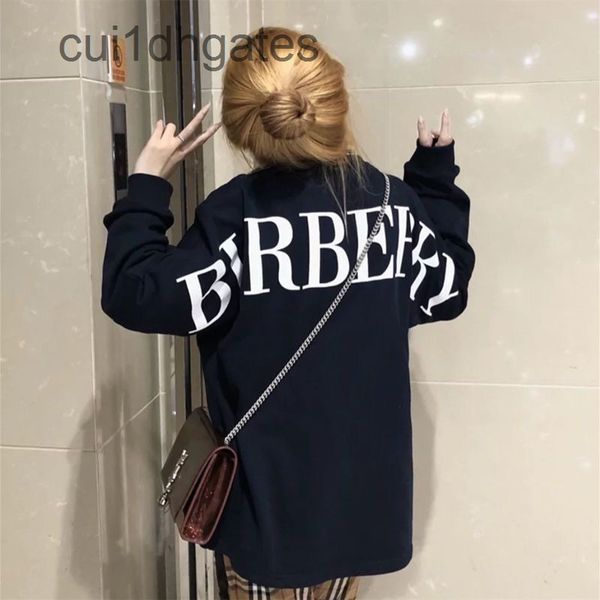 

2022 brand burb hoodies price thin round neck long sleeve bottomed shirt autumn new student loose oversize net nilz, Black