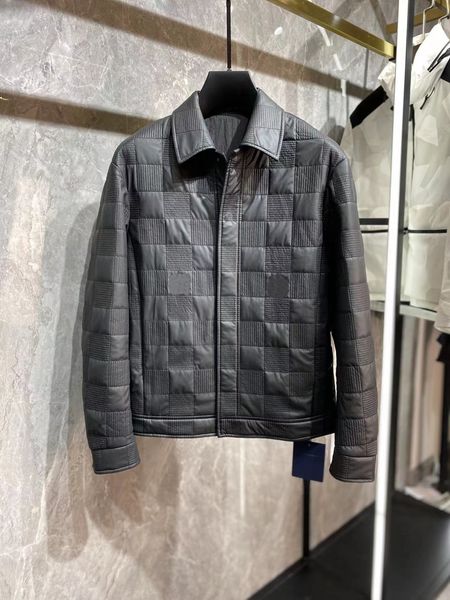 

fall winter new mens jacket fashion checkered sewing design black jackets luxury zipper lapel designer jacket, Black;brown