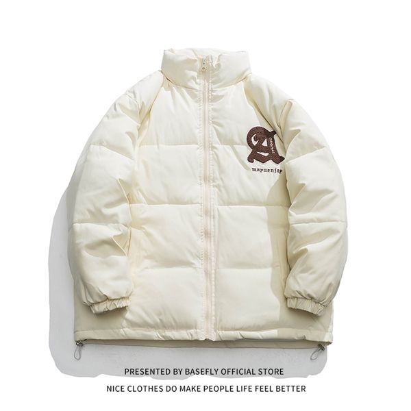 

womens down parkas snow winter thick warm letter a furry embroid simple solid women puffer bomber jacket men bread coat street casual parkas, Black