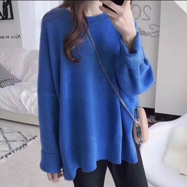 

women's knits tees cashmere sweater warm soft round collar winter autumn long sleeve solid knitting pullovers overszie casual women bla, White