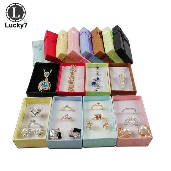 

jewelry boxes 12pcs/lot assorted colors jewelry sets display box for necklace earrings ring 5x8x2.5cm packaging jewelry organizer 220912, Black;white
