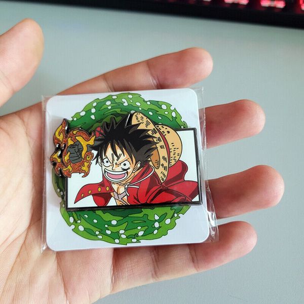 

a brooch one piece/fire punch monkey d. luffy anime metal pin collection gift, Gray