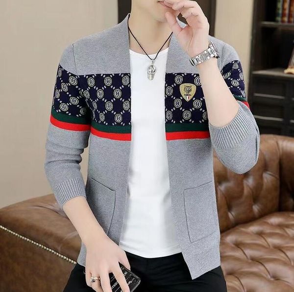

cardigan man classic thick sweaters jacquard weave men's winter sweater business korean long sleeve soft casual new, White;black
