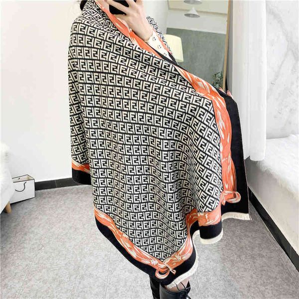 

classic style 2022 autumn and new scarf women's style imitation cashmere double-sided air conditioning shawl thickened warm bib, Blue;gray