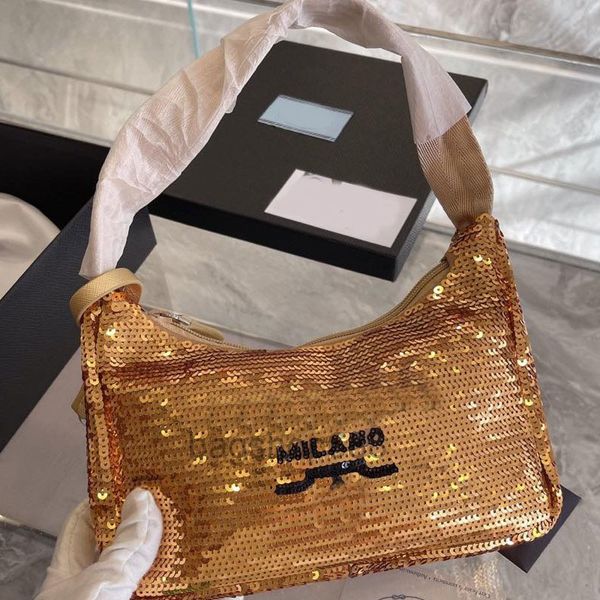 

designer bags hobo sequins bag underarm bags crossbody purse fashion three piece set shimmer letter print removable wide shoulder strap nylo