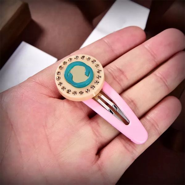 

fashion ladies hair clip pink designer hairpin letter alloy french retro jewelry gifts for women wholesales hairpin with box, Golden;silver