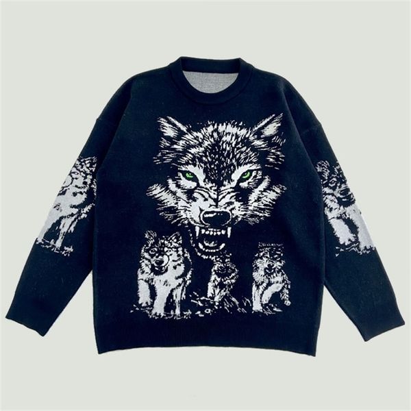 

men's sweaters animal knitting harajuku streetwear casual oversized loose comfortable pullover autumn winter 220912, White;black