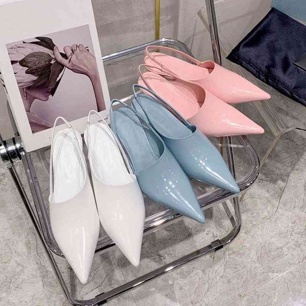 

shoes baotou dress sandals women's summer pink wedge heel patent leather pointed net red packet toe high single shoes 3yrm, Black