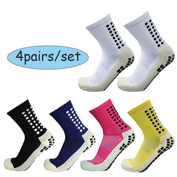 

sports socks 4pairsset football anti slip grip baseball soccer 220912, Black