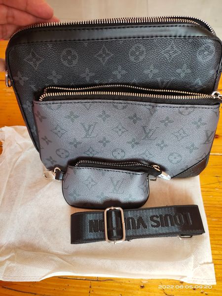 

m45965 luxury trio messenger bag mens designer crossbody bags detachable zipper pocket and adjustable straps man coin purse wallets hobos 3