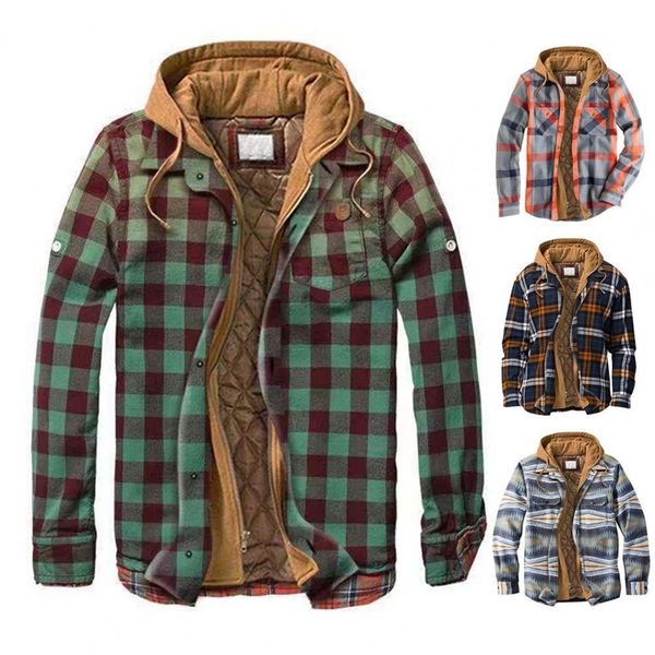 

men's jackets thick plaid casual for daily wear winter jacket men coat thicken fake two-piece for daily wear 220912, Black;brown