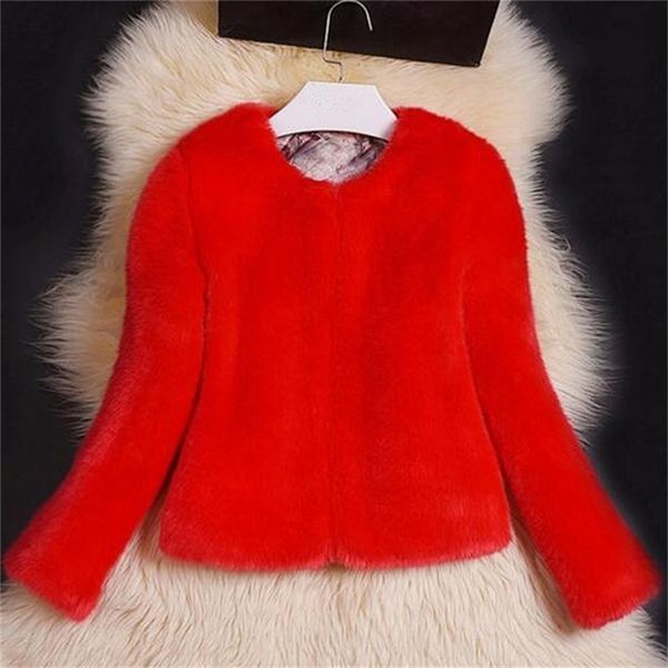 

women's fur faux winter coat women faux fur imitation rabbit artificial jacket with plus size over fake 5xl 220909, Black