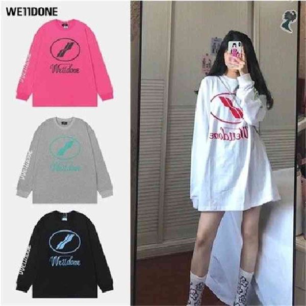 

we11done long sleeve t-shirt women's niche design sense welldone sweater autumn loose lovers ins trend, White;black