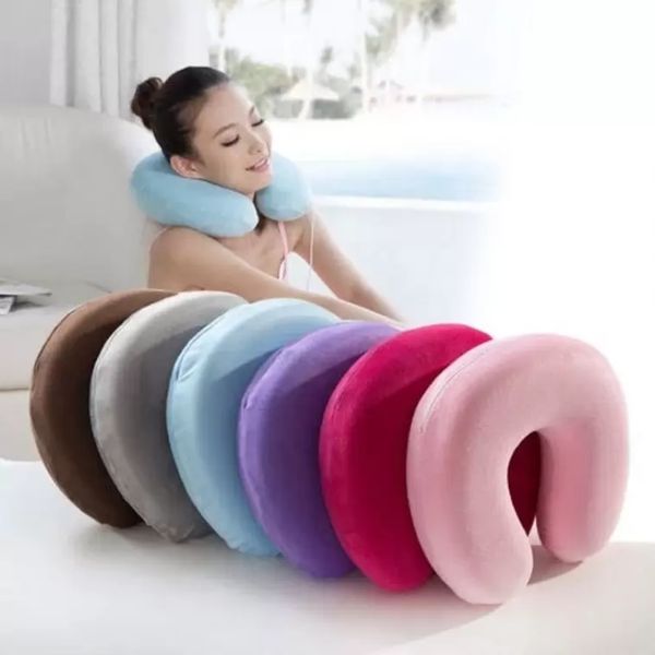 

soft u shaped slow rebound memory foam travel neck pillow for office flight traveling cotton pillows head rest cushion fy5569 912