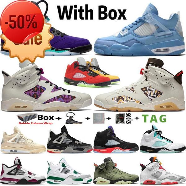 

2022 with box jumpman 4 og 4s ice blue sail paris mens basketball shoes 5 5s alternate grape what the 6 6s travis scotts unc men, Black