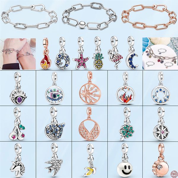 

new popular 925 sterling silver charm silver silver me series pandora bracelet women diy jewelry fashion accessories gift, Golden;silver