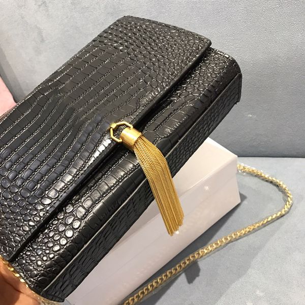 

shoulder bags woc fringed chain bag classic crocodile-print leather clutch flap envelope messenger bag women's brand luxury designer ha