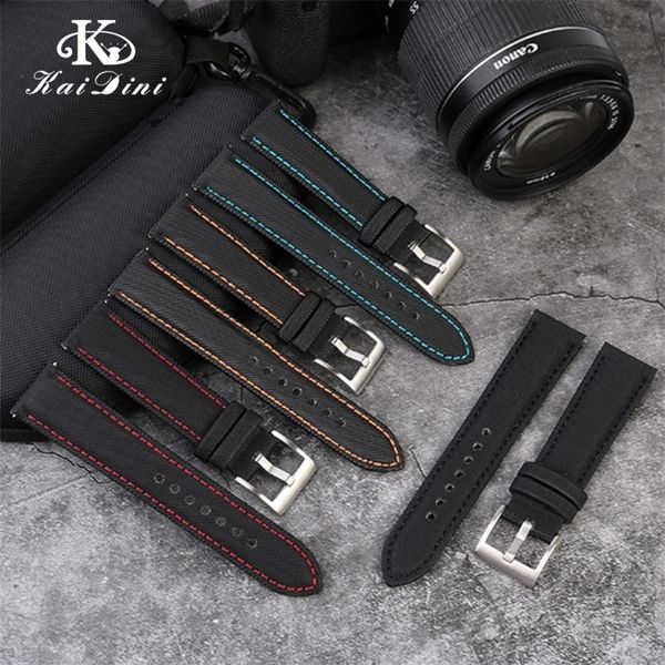 

watch bands fiber nylon waterproof watch with male white 20 21 22 23 24mm handmade canvas band army sport nylon band strap 220912, Black;brown