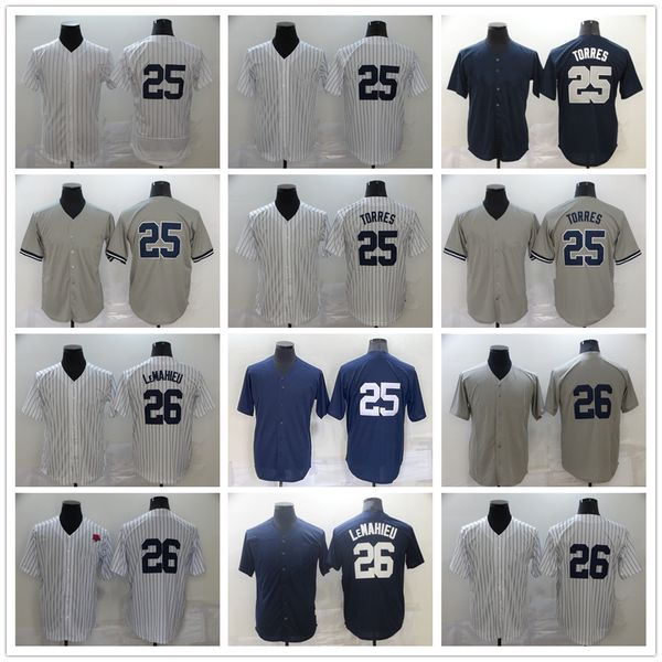 

ncaa baseball 25 gleyber torres jerseys stitched 26 dj lemahieu jersey breathable sport grey white black home away blank men size s-xxxl, Blue;black