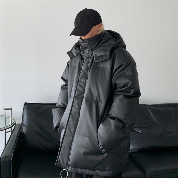 

mens down parkas autumn winter mens thick warm hooded parkas coat black puffer loose outwear n21 220912
