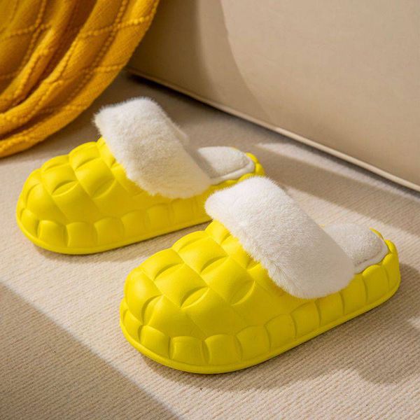 

women wear thick soled cotton slippers in winter at home anti-slip indoor warm soft foot massage, Black