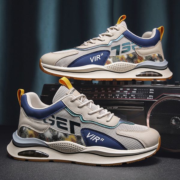 

dress shoes men's summer fashion mesh breathable sports and leisure running youth daddy all-match 220912, Black