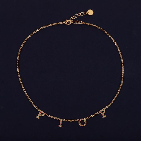 

fashion initial letter choker necklace bijoux cuban link iced out pendant necklace for womens party wedding lovers gift jewelry wi278w, Silver