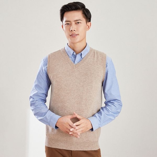 

men s sweaters waistcoat 100 pure wool fashion simple plus size autumn and winter solid color sleeveless cashmere sweater vest dad outfit 22, White;black