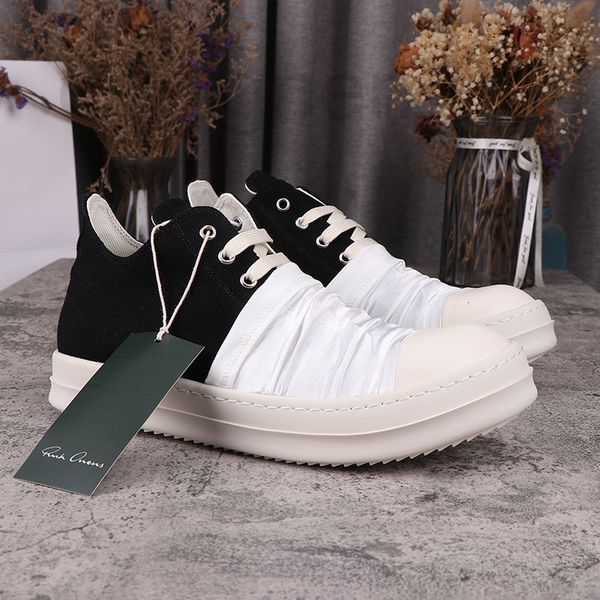 

dress shoes designer ro dark black lace up low white pleated thick soled canvas shoes cloth couple sports casual silk men's 067d
