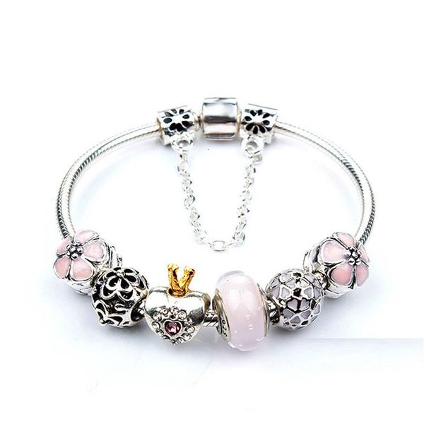 

fashion crown crystal bead bracelet for pandora style pendant charm bead jewelry with220g, Black