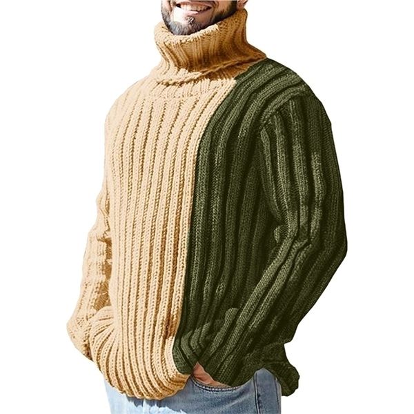 

mens sweaters mens autumn and winter fashion casual turtleneck color matching knitted wool coat sweater 220912, White;black