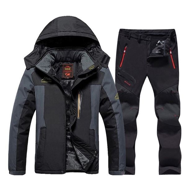 

skiing suits men's ski suit brands windproof waterproof thicken warm snow coat winter and snowboarding jacket and pants set 220912