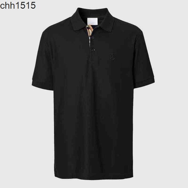 

burbrerys designer european station casual polo shirt mens classic solid color tb letter embroidery summer b short sleeve tshirt men, White;black