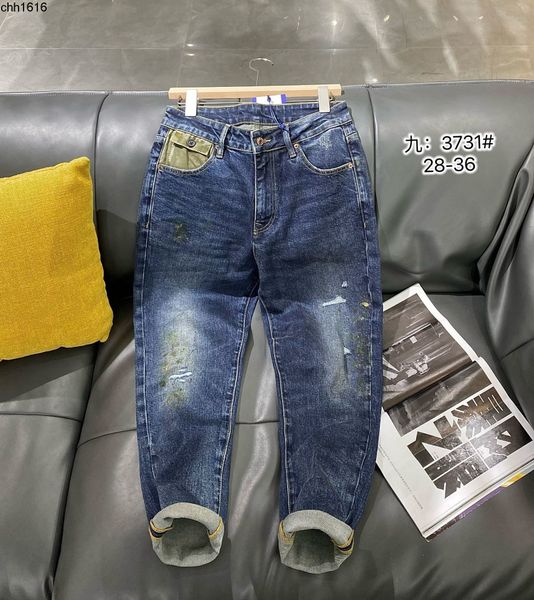 

2022 summer high street perforated jeans men pants new discount, Blue