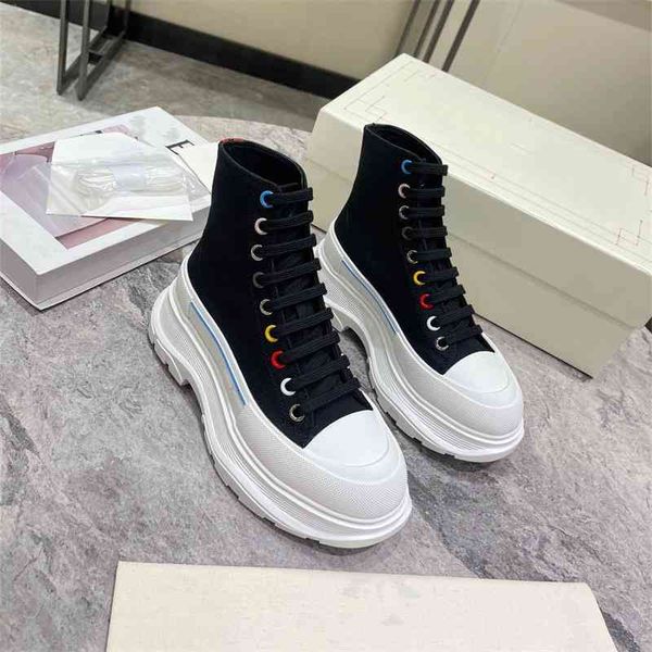 

boots mckunda rainbow white shoes women's autumn thick soles increased couples' casual muffin gaobang canvas, Black