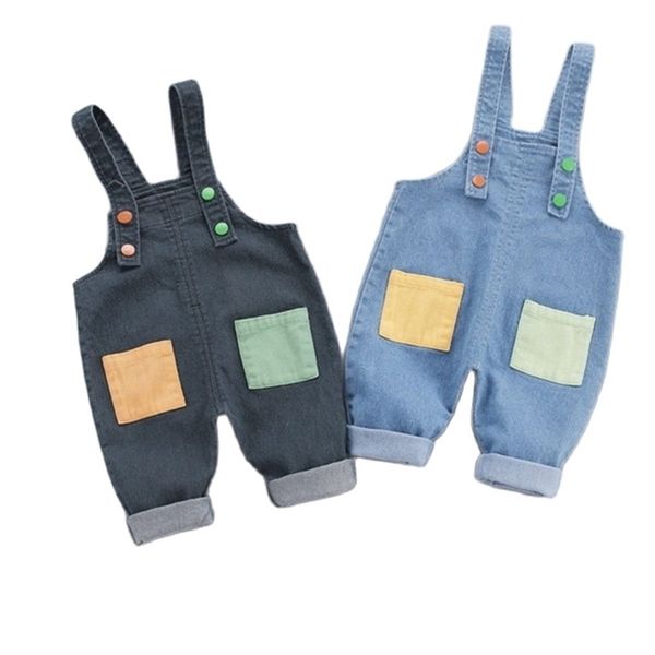 

overalls kids baby boys girls denim jeans patchwork overalls toddler fashion infant boy girl playsuit clothes clothing 220909, Blue