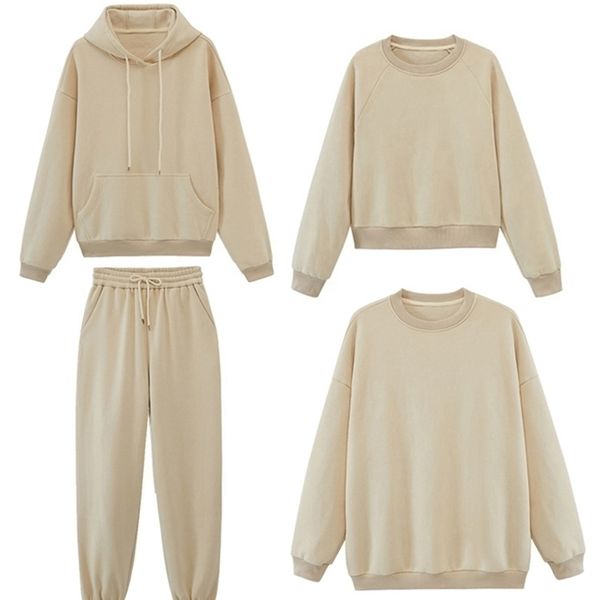 

womens two piece pants ies womens tracksuits hooded sweatshirts autumn winter fleece oversize hoodies solid pullovers jackets couple 220909, White