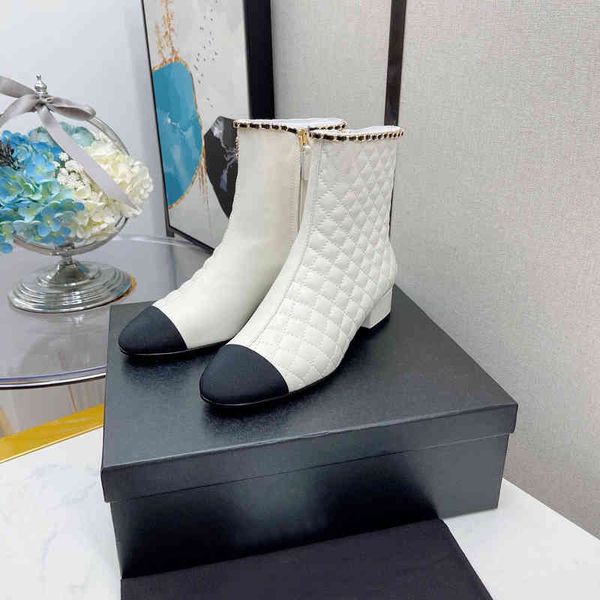 

boots autumn and winter women's shoes fashion chain rhombic color block thick heel boots comfortable low martin, Black