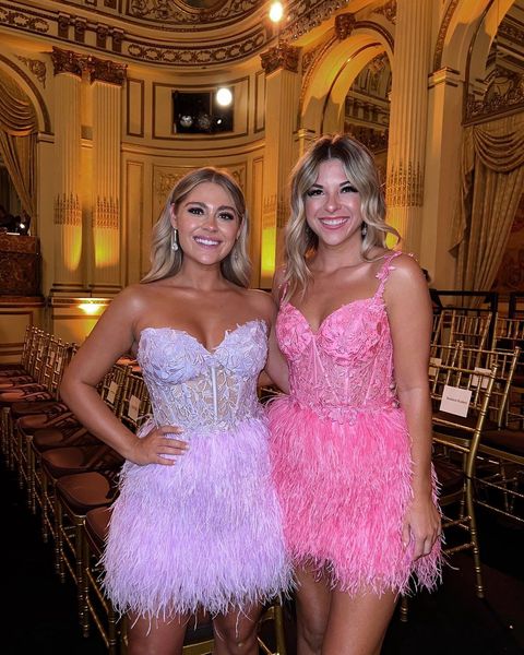 

feather homecoming dress 2023 sweetheart lady hoco formal cocktail party gown short club night gala nye prom 8th grade semi-formal built-in, Red