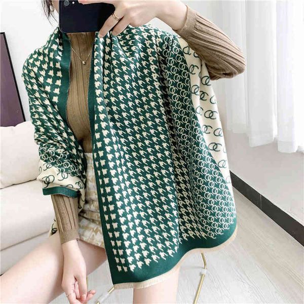 

classic style imitation cashmere lattice scarf female autumn and korean college style student couple long shawl, Blue;gray