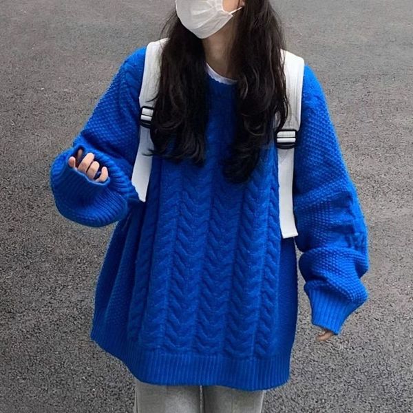 

women's knits tees pullovers women vintage sweaters simple trendy ladies knitwear female long sleeve winter fall basic blue white blac