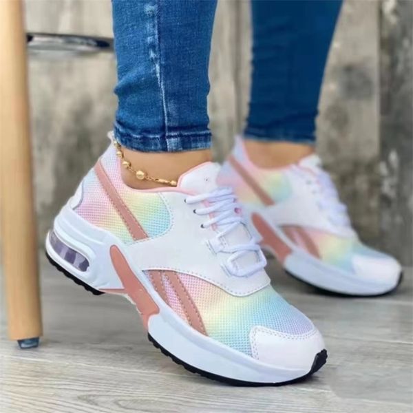 

dress shoes ladies sneakers spring and autumn lace up wedge platform shoes ladies outdoor fashion air cushion casual running shoes 220913, Black
