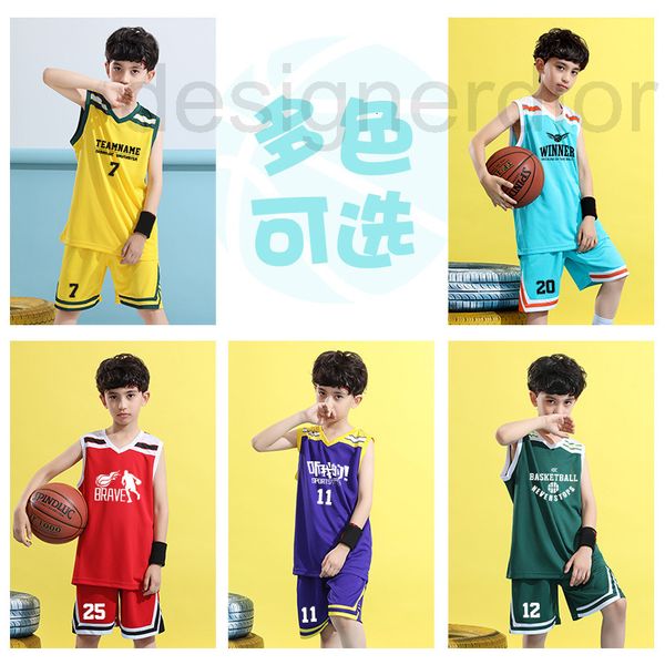 

basketball sets designer children's basketball suit group purchase boys' and girls' sports training summer vest jersey diy te, Black;red
