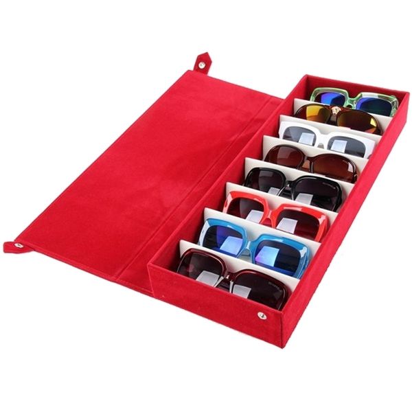 

jewelry boxes 48.5x18x6cm storage display grid case box for eyeglass sunglass glasses 8 compartments jewelry box/rack 220912, Black;white
