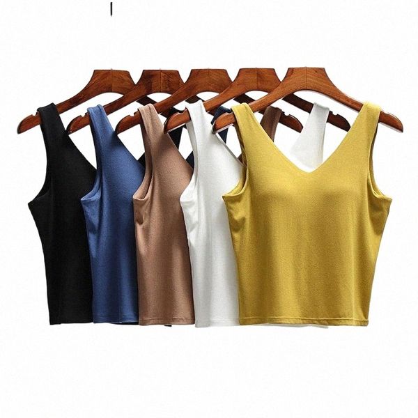 

women's tanks & camis women's tanks & camis 2022 woman padded tank women modal v-neck spaghetti solid cami vest female camisole wi, White