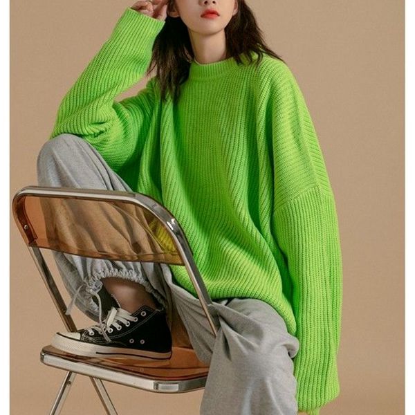 

women's knits tees men knitted pullovers sweater autumn winter oversize loose female male solid ladies 3xl green orange pink 220912, White