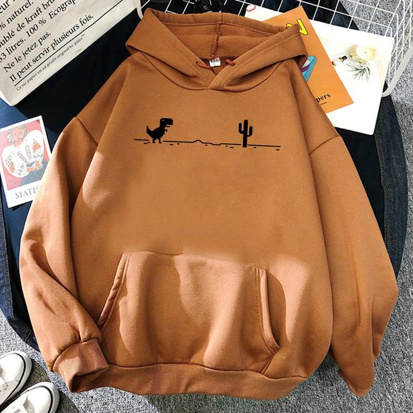 

men s hoodies sweatshirts mosaic game cactus little dinosaur hoodie men autumn winter loose streetwear o neck casual sweatshirt pocket fleec, Black