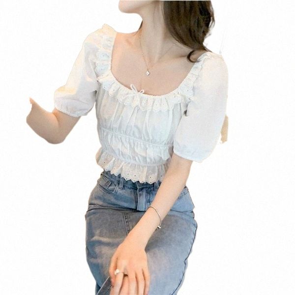 

women's blouses & shirts women's blouses & shirts blusas mujer de moda 2022 chiffon blouse women fashion ladies solid short o-nec, White