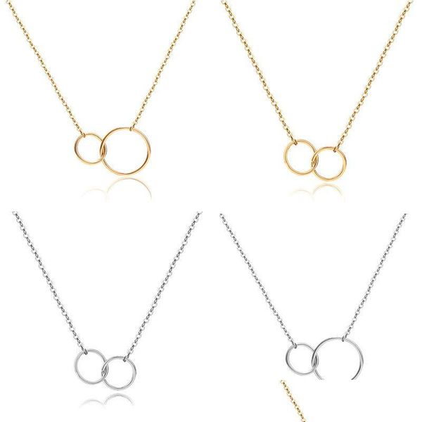 

pendant necklaces casual double circle designer necklace sier gold chain women initial eternity interlocking hoop infinity p yydhhome dhxok, Silver